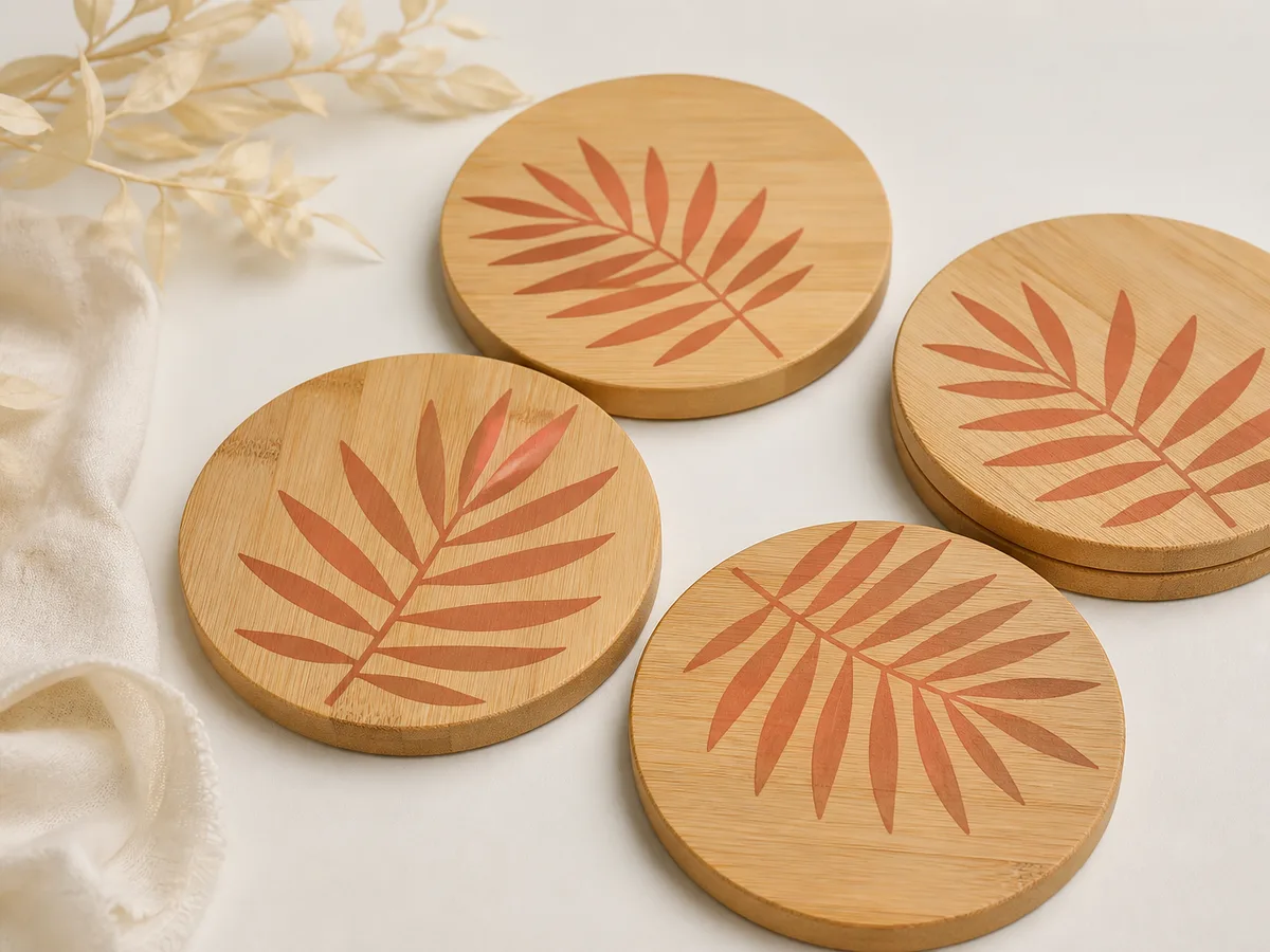 coaster bamboo Printing with company logo Lahore