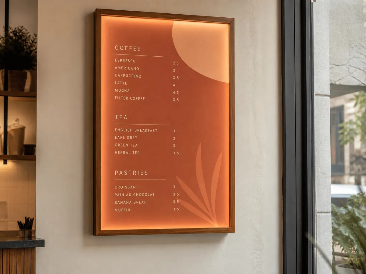Menu Poster Board Light Box Lahore