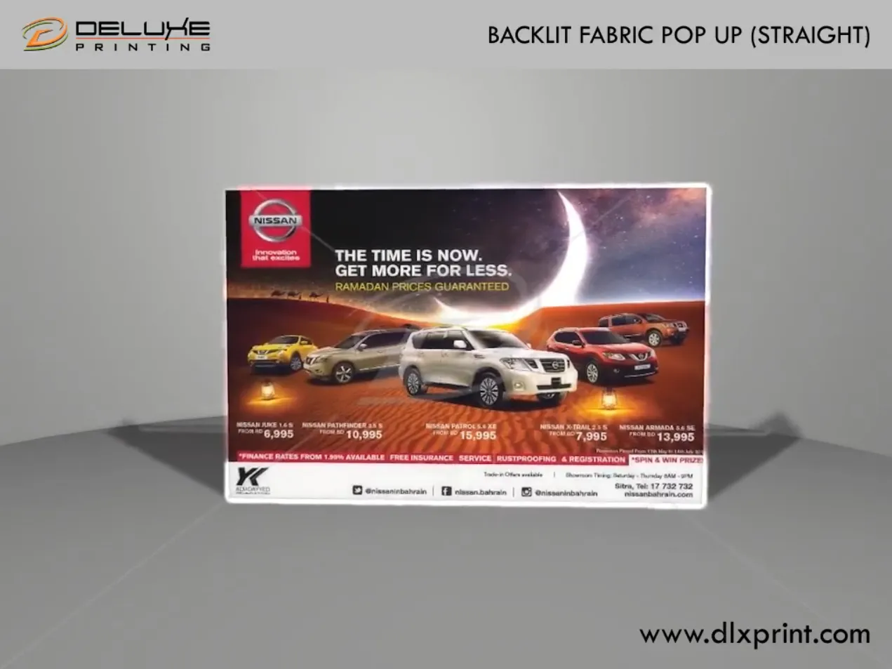 backlit Straight fabric popup Lahore